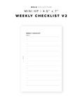 PR327 - Weekly Checklist V2 - Printable Insert