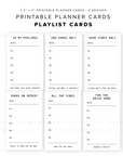 PPC34 - Playlist Cards - Printable Planner Cards