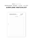 PR274 - Airplane Watchlist - Printable Insert