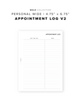 PR337 - Appointment Log V2 - Printable Insert
