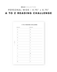 PR320 - A to Z Reading Challenge - Printable Insert