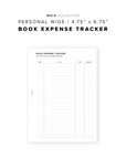PR278 - Book Expense Tracker - Printable Insert