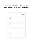 PR216 - DNF List - Printable Insert