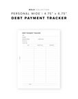 PR225 - Debt Payment Tracker - Printable Insert