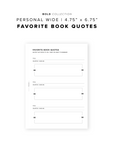 PR221 - Fave Book Quotes - Printable Insert