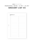 PR335 - Grocery List V3 - Printable Insert