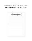 PR353 - Important To Do - Printable Insert