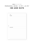 PR250 - Ins and Outs - Printable Insert