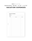 PR257 - Vacation Expenses - Printable Insert