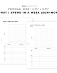 PR223 - What I Spend in a Week - Printable Insert