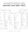 PPC26 - Packing Lists - Printable Planner Cards