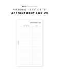 PR337 - Appointment Log V2 - Printable Insert