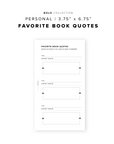 PR221 - Fave Book Quotes - Printable Insert