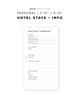 PR271 - Hotel Stays + Information - Printable Insert