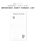 PR231 - Important. Don't Forget List - Printable Insert