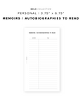 PR282 - Memoirs / Autobiographies to Read - Printable Insert