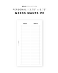 PR317 - Needs Wants V2 - Printable Insert