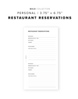 PR272 - Restaurant Reservations - Printable Insert