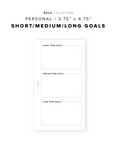 PR249 - Short Medium Long Term Goals - Printable Insert
