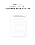 PR221 - Fave Book Quotes - Printable Insert