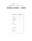 PR271 - Hotel Stays + Information - Printable Insert