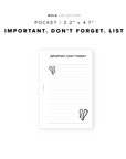 PR231 - Important. Don't Forget List - Printable Insert