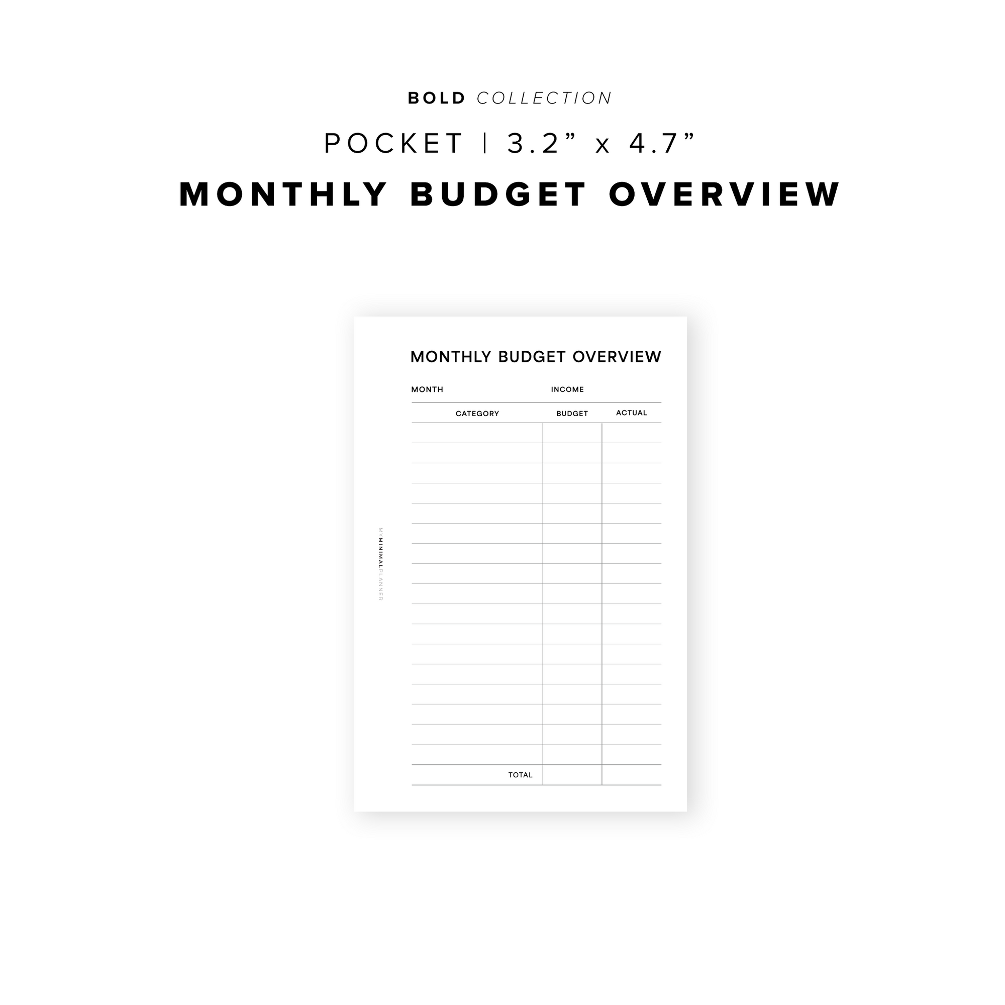 PR228 - Monthly Budget Overview - Printable Insert