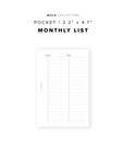 PR305 - Monthly List - Printable Insert