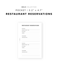 PR272 - Restaurant Reservations - Printable Insert