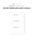 PR249 - Short Medium Long Term Goals - Printable Insert