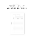 PR257 - Vacation Expenses - Printable Insert