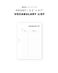 PR345 - Vocabulary List - Printable Insert