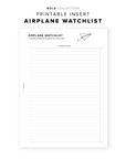 PR274 - Airplane Watchlist - Printable Insert