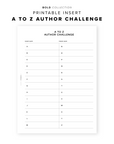 PR321 - A to Z Author Challenge - Printable Insert