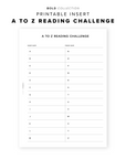 PR320 - A to Z Reading Challenge - Printable Insert