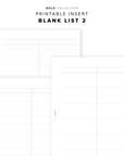 PR315 - Blank List 2 - Printable Insert