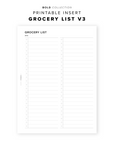 PR335 - Grocery List V3 - Printable Insert