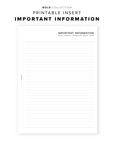 PR210 - Important Information - Printable Insert
