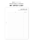 PR189 - The Spicy List - Printable Insert