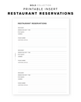 PR272 - Restaurant Reservations - Printable Insert