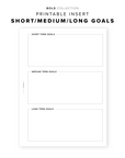 PR249 - Short Medium Long Term Goals - Printable Insert