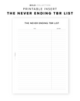 PR192 - The Never Ending TBR List - Printable Insert