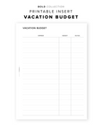 PR280 - Vacation Budget - Printable Insert
