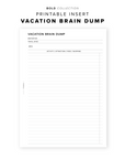 PR258 - Vacation Brain Dump - Printable Insert