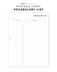 PR345 - Vocabulary List - Printable Insert