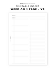 PR206 - Week on 1 Page / WO1P V3 - Printable Insert
