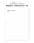 PR327 - Weekly Checklist V2 - Printable Insert