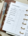 PR280 - Vacation Budget - Printable Insert