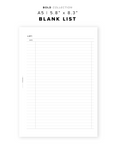 PR202 - Blank List - Printable Insert