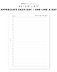 PR28 - Appreciate Each Day / One Line A Day - Printable Insert